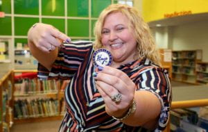 Beth Wilson with the Superintendent's Coin of Excellence